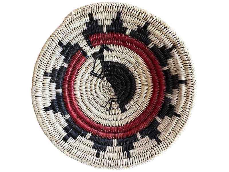 Navajo ceremonial wedding basket with humped back flute player – Kokopelli