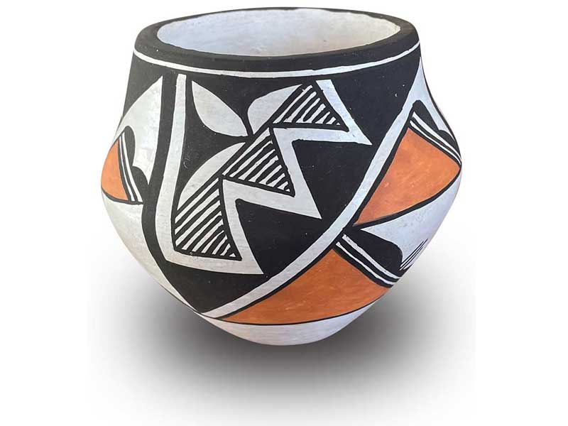 Lucy Lewis Acoma jar with floral geometric designs